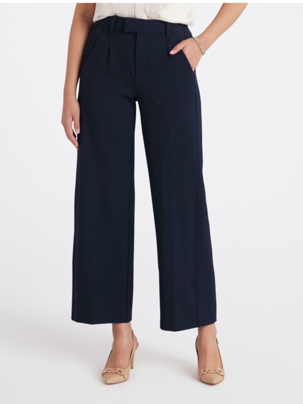 Democracy Ruby Ab-Solution Wide Leg Trousers | Navy | Size 6 | NWT